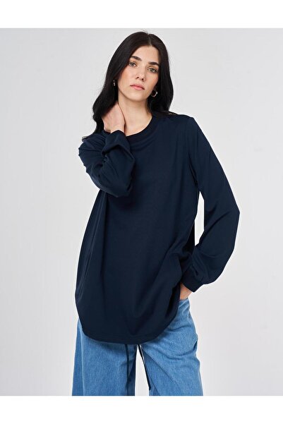 KYR Zero Neck Knitted Blouse Dark Navy Blue