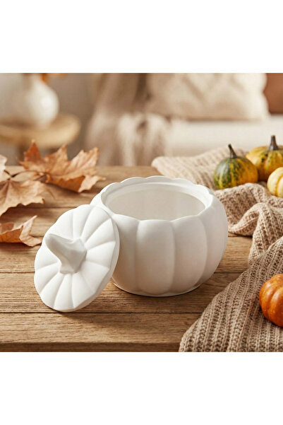 MKC STUDIO Minimal İskandinav Tarzı Seramik Görünümlü Balkabağı Mumluk&Şekerl...