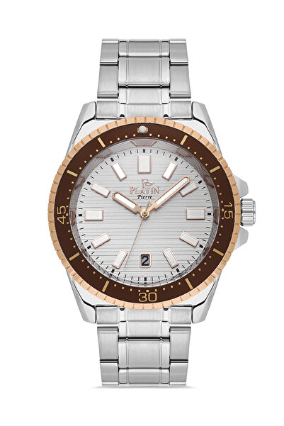 Platin Pierre Hds-Pl-1221Ga-E1 Steel Cord Calendar Men's Wristwatch