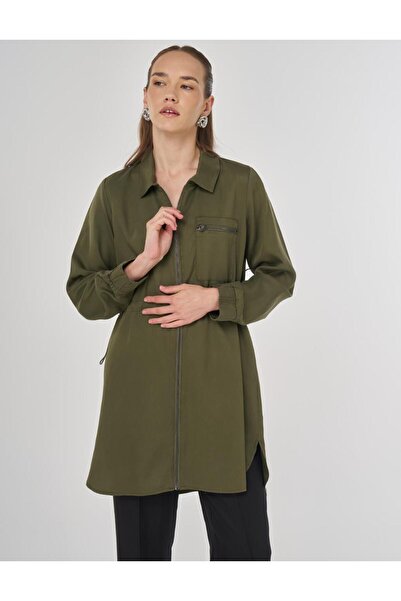 Kayra 100% Lyocell туника с колан в цвят каки