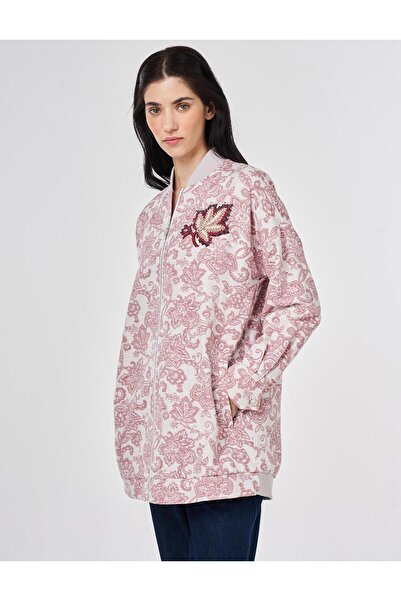 KYR Jacquard Jacket with Embroidery Detail Ruby