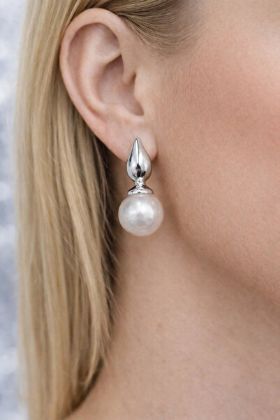 naaksesuar Pearl Detailed Silver Color Plated Earrings