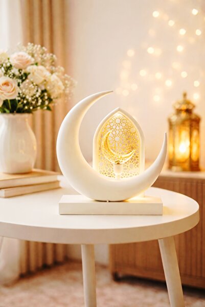 Saudi Arabia Ramadan Crescent Moon Table Lamp or a Mashrabiya Arch Moon Lamp.
