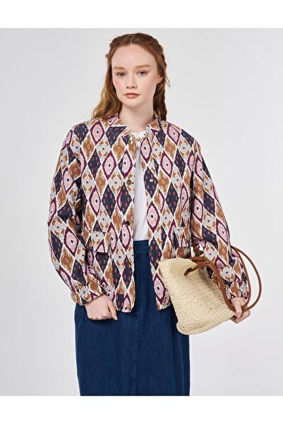 Kayra Desenli Bomber Ceket Lacivert