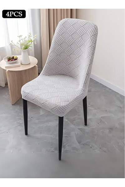 DOMEET 4 Packs Chair Covers, Stretch Jacquard Dining Chair Slipcovers, Remova...