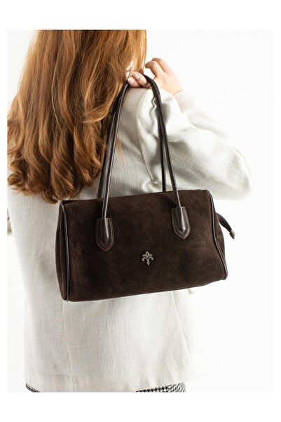 Jacquline Hakiki süet deri kadın el omuz çapraz çanta