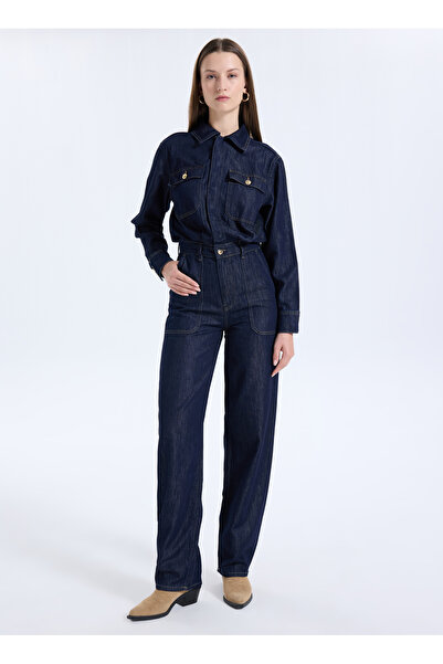 Sisley Düz Lacivert Kadın Tulum 447ZLT00Q