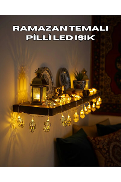 vistaglobal Pilli Altın Fenerli Ramazan Işıkları Dekoratif LED Zincir