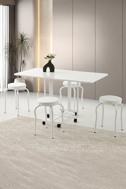 Sweet Home Masa Sandalye Katlanır Lizbon Metal Portatif Tekerlekli Masa 4 Ade...