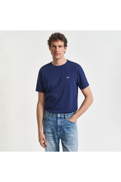 Gant Erkek Mavi Regular Fit Bisiklet Yaka T-Shirt