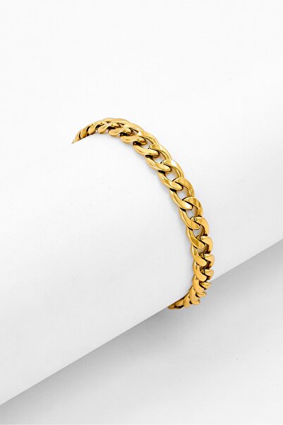 Steeltime Men Gold Plated Cuban Bracelet, Gold