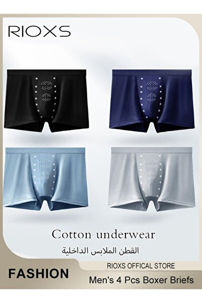 RIOXS Men's 4 Pack Cotton Boxer Brief Sets Breathable Underwear Soft Stretch ...