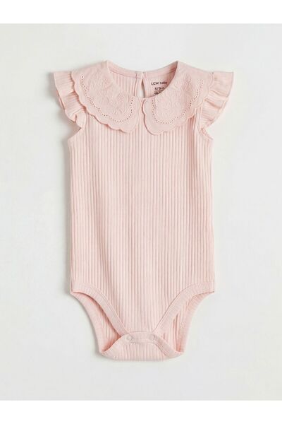 LC Waikiki Lcw Baby Bebe Collar Ruffle Baby Girl Snap Fastener Bodysuit