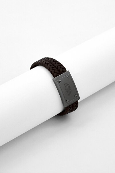 Police Men Fashionable Leather Bracelet, Brown