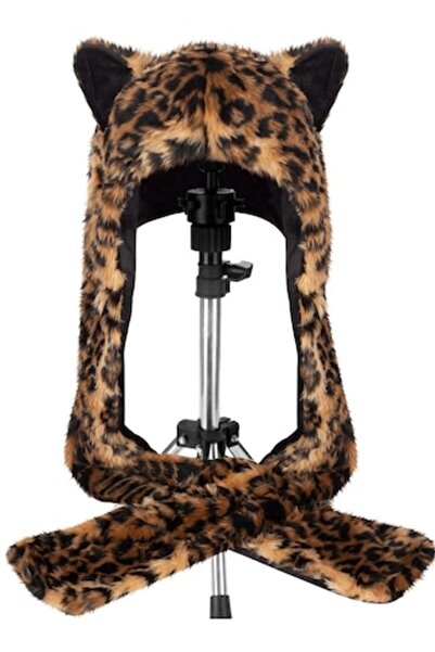 OEM 3 in 1 Faux Fur Hat – Brown Leopard Model with Scarf and Gloves