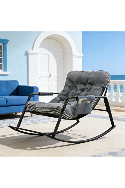 Mtanvxay كرسي هزاز مزدوج مبطن مع مساند للذراعين وحقيبة تخزين، كرسي استرخاء لغ...