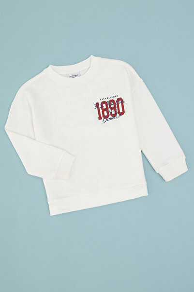 U.S. Polo Assn. سويت شيرت للأولاد بلون إكرو وياقة دائرية 50308525-VR019