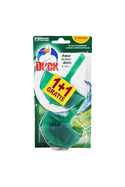DUCK Set of 4 x Toilet Air Freshener Aqua Green 4 in 1 Pine, 1 + 1 Free