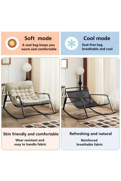 Mtanvxay Double Padded Rocking Chair Armrests Storage Bag Recliner for Living Room Bedroom Patio