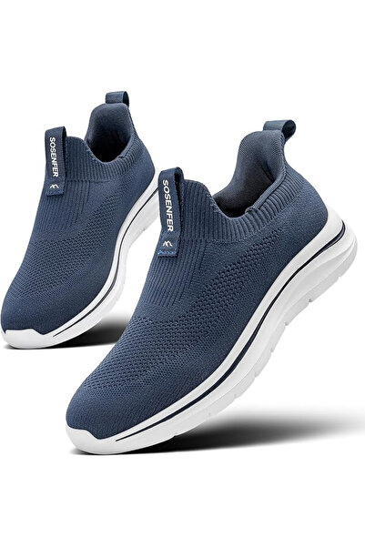 SOSENFER Men's sports shoes, thick sole, blue, white sole 44