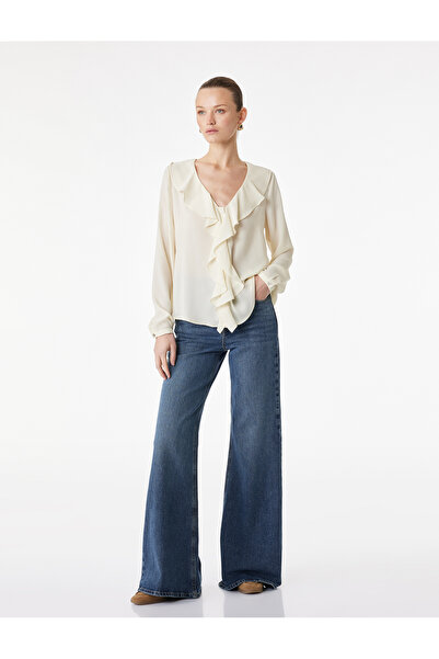 Koton Buttoned Pockets Regular Waist Cotton Comfortable Fit Spanish Style Den...