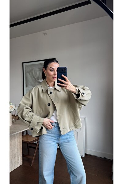 sinemkivanc co OVERSİZE KISA TRENÇKOT