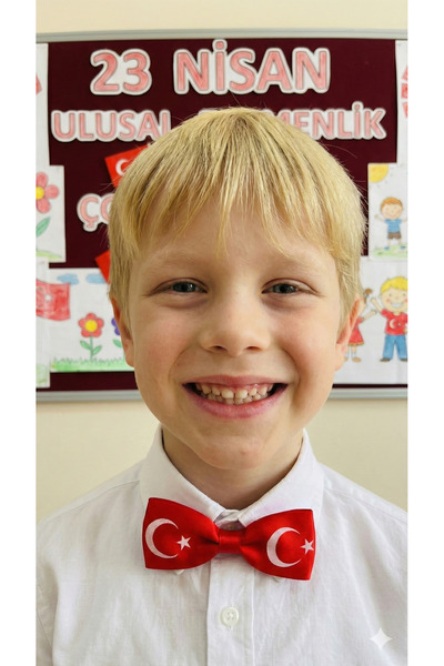 MeloKids Turkish Flag Patterned Ribbon Erkk Children's Bow Tie - April 23, Oc...