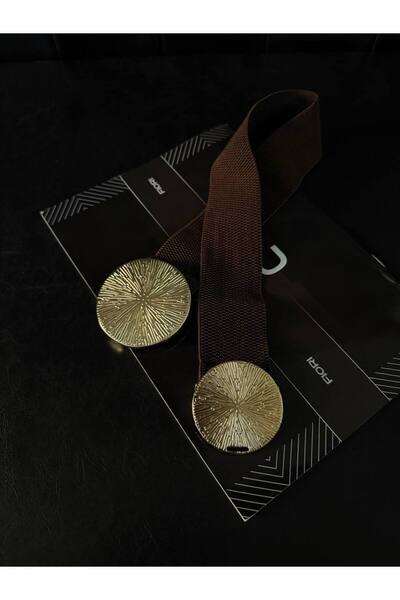 Fiori Gold Buckle Interlocking Elastic Women's Belt, Jacket Belt, Shirt Belt,...