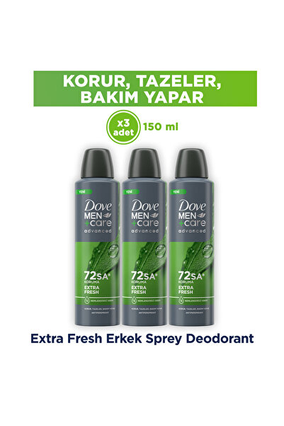Dove Men +Care Advanced Erkek Deodorant 72 Saat Koruma Extra Fresh 150 ml X3
