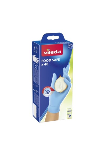 Vileda Manusi Nitril de Unica Folosinta, Vileda, Food Safe, Marimea M/L, 40 B...