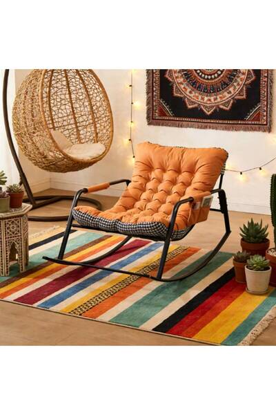 Mtanvxay أريكة سرير هزازة مزدوجة مبطنة بنمط مربعات هاوندستوث، بتصميم عصري مري...