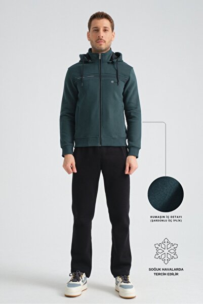 Shooter Sportswear Dark Green Premium Winter Men's Tracksuit Set Regular Hooded