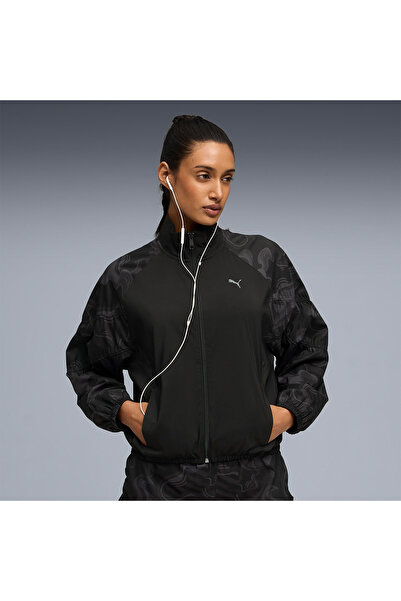 Puma League Woven Γυναικείο Μαύρο Μπουφάν με Όρθιο Γιακά
