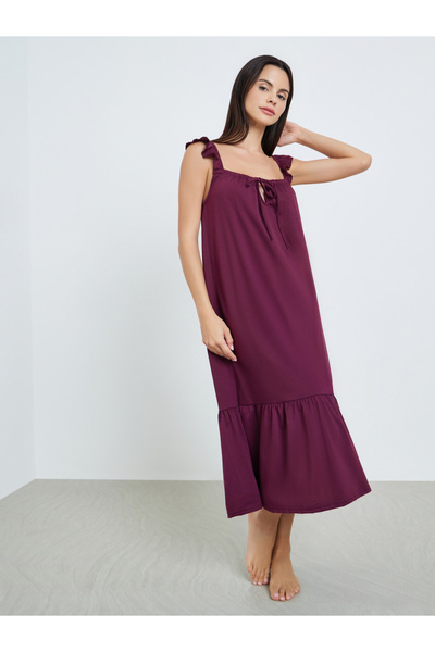 Styli Women Burgundy Strappy Slip Dress