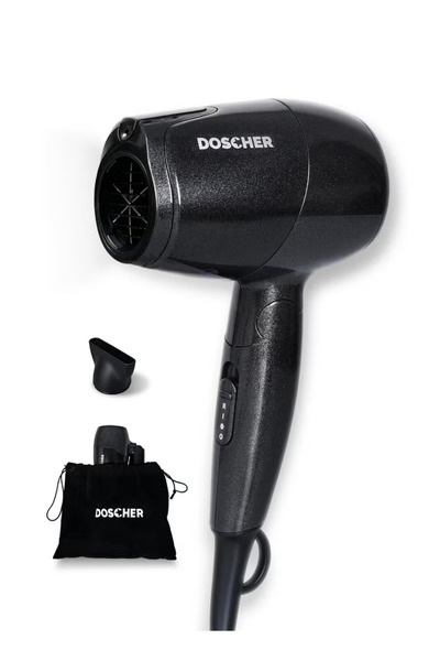 DOSCHER Portable Foldable Hair Dryer 1000W with Concentrator Nozzle & Travel ...