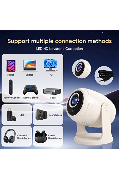 Aoc 180° Rotatable Projector Ceiling Projection for Bedroom Movies & Romantic...