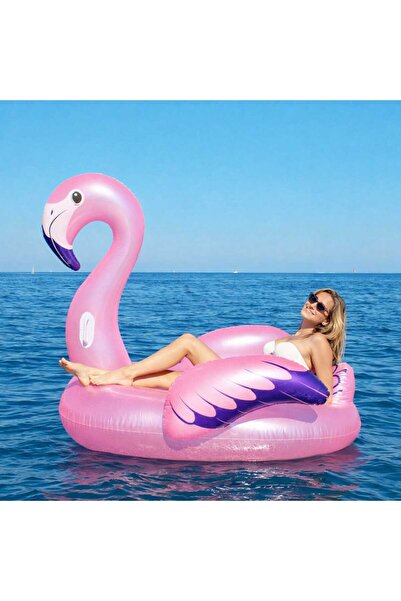 TOHA BEST WAY Lüks Flamingo Şişme Deniz Yatağı | Büyük Boy Tutmalı Binilebili...