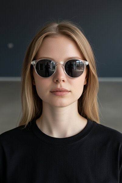 De Valentini Round Model Bone Unisex Sunglasses