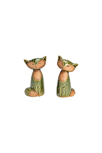 DecoDepot Ceramic fox figurine, colorful, 5x9x5 cm