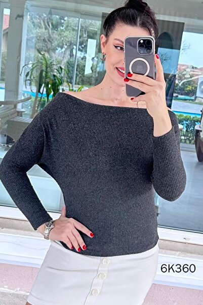 İnce Topuk Kayık Yaka Camisole Blouse 6K360