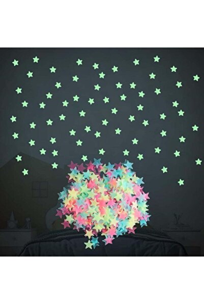 RAWAID Glow in Dark 3D Star Wall Stickers 200Pcs, Luminous Kids Bedroom Ceili...