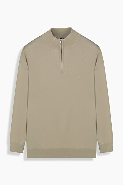 Sarar İNTERVİEW Fermuarlı Yarım Balıkçı Açık Bej Triko