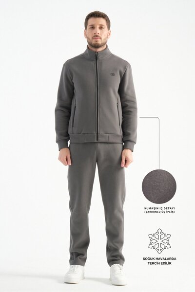 Shooter Sportswear Smoked Deluxe Winter Men's Tracksuit Set with Stitching De...