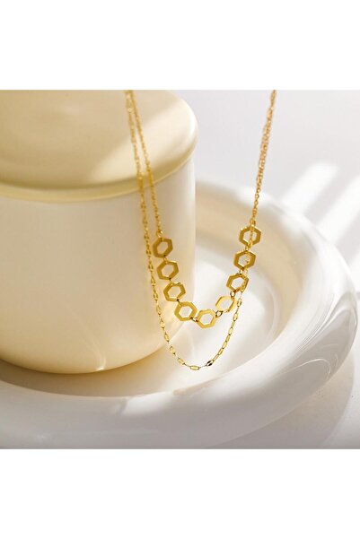 La Notaru, Geometric gold necklace "Noble Links" – N077