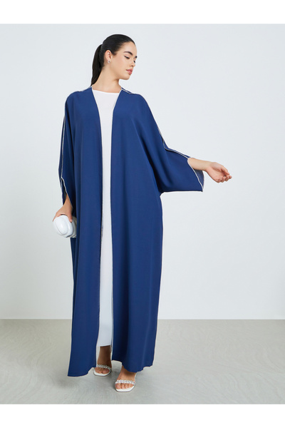 Styli Women Navy Blue Open Front Abaya