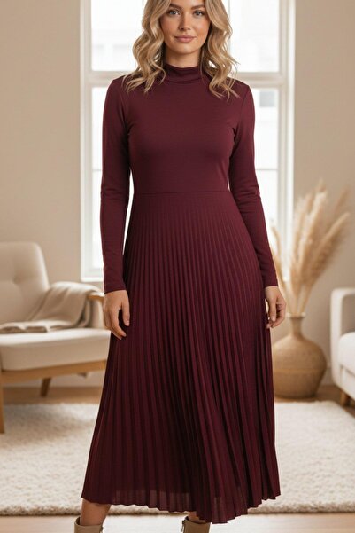 Mossta Φόρεμα με πιέτες και λαιμόκοψη ζιβάγκο - Βουργουνδίας