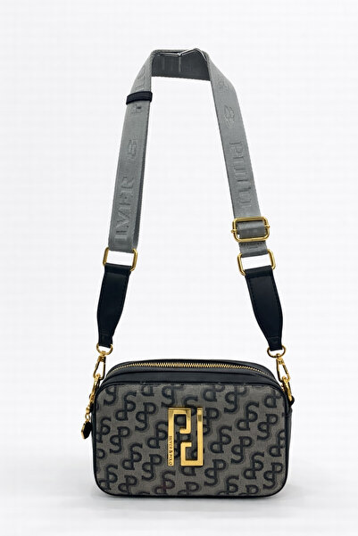 louisiana polo Silver Polo Crossbody Women's Bag Monogram Patterned Gray Blac...