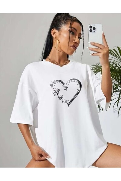 AZIZI TEKSTIL Tricou unisex cu inimă de fluture cu design special imprimat în...