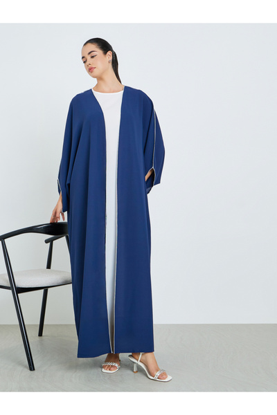 Styli Women Navy Blue Open Front Abaya