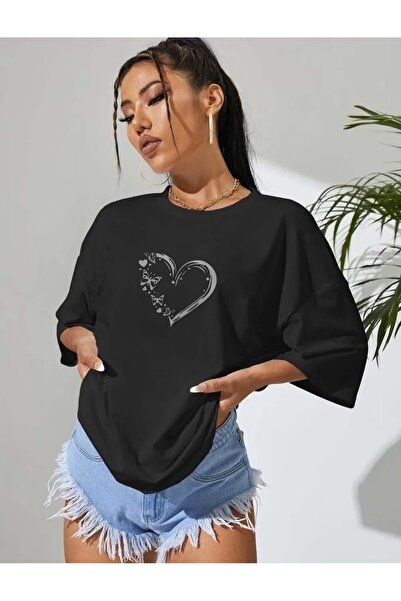 AZIZI TEKSTIL Tricou unisex cu inimă de fluture cu design special imprimat în...